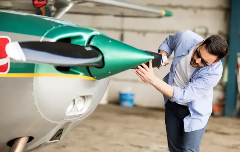 Private aircraft receiving ceramic coating on leading edges and windshield protection at Paint Defender in Montgomery, AL.